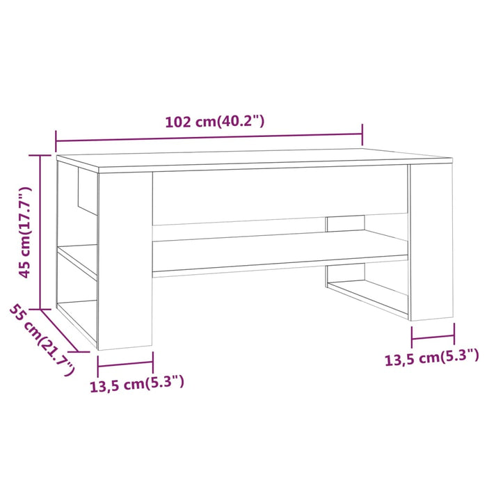 Couchtisch Weiß 102x55x45 cm Holzwerkstoff