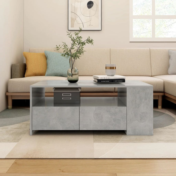 Coffee table concrete gray 102x55x42 cm made of wood