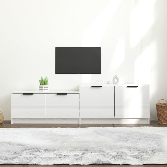 TV cabinet high-gloss white 158.5x36x45 cm made of wood