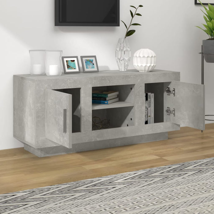 TV cabinet concrete gray 102x35x45 cm made of wood