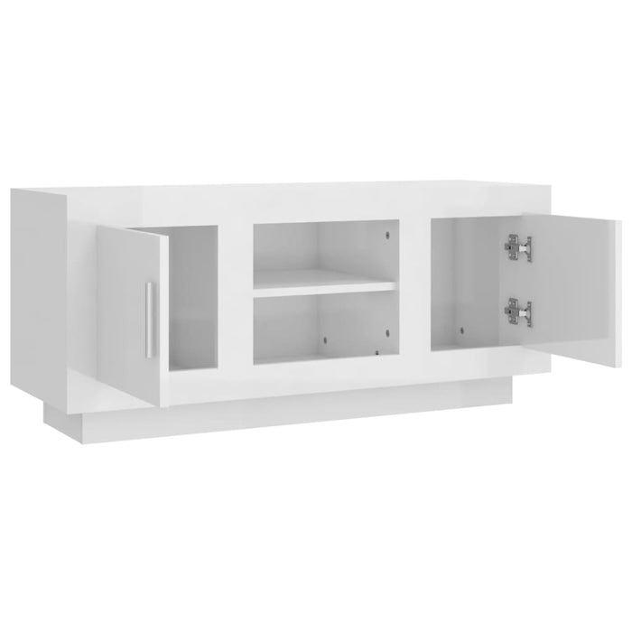 TV cabinet high-gloss white 102x35x45 cm made of wood