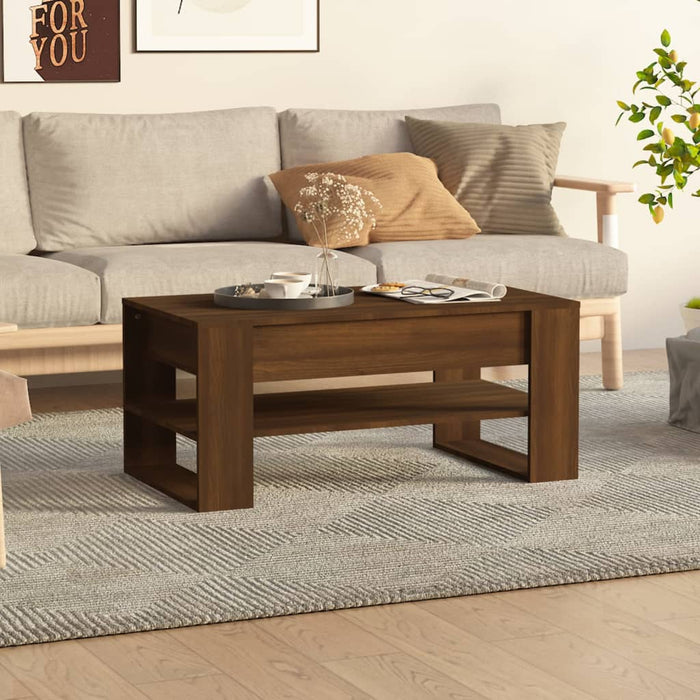 Coffee table brown oak 102x55x45 cm made of wood