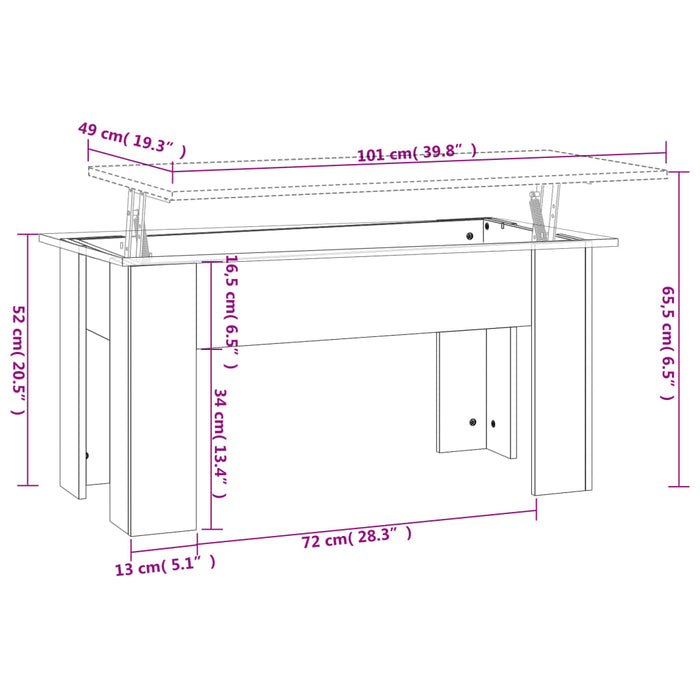 Couchtisch Weiß 101x49x52 cm Holzwerkstoff
