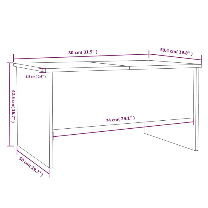 Couchtisch Weiß 80x50x42,5 cm Holzwerkstoff