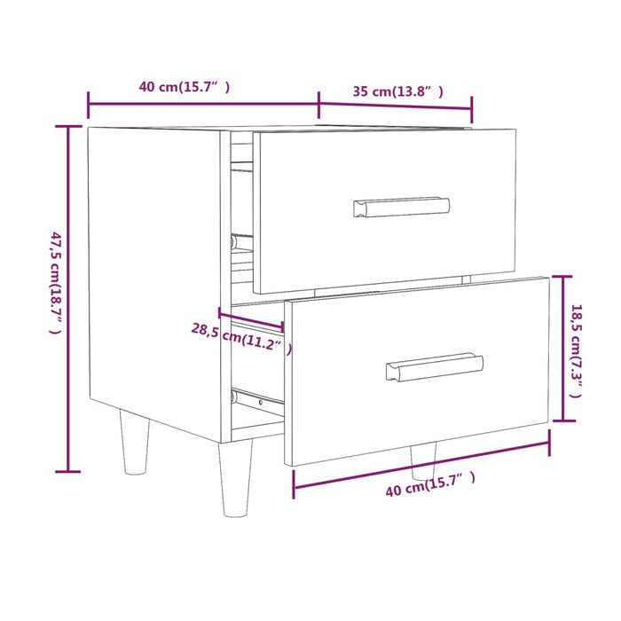 Nachttische 2 Stk. Betongrau 40x35x47,5 cm