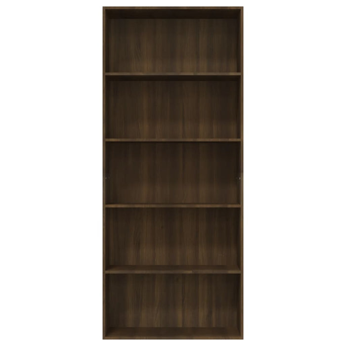 Bücherregal 5 Fächer Braun Eiche 80x30x189 cm Holzwerkstoff