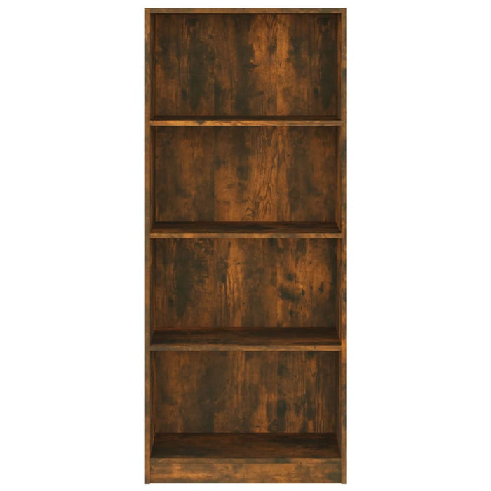 Bookcase 4 compartments smoked oak 60x24x142 cm wood material