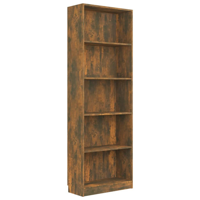 Bücherregal 5 Fächer Räuchereiche 60x24x175 cm Holzwerkstoff