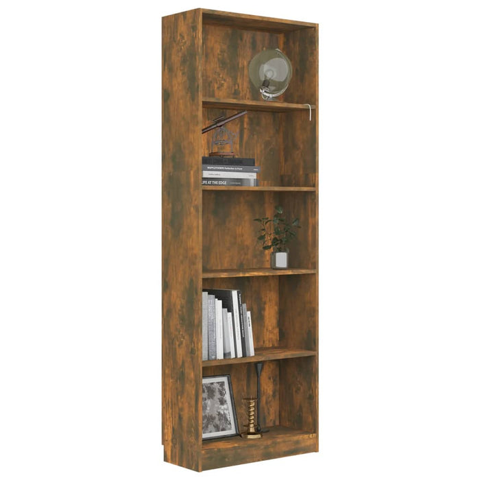 Bücherregal 5 Fächer Räuchereiche 60x24x175 cm Holzwerkstoff