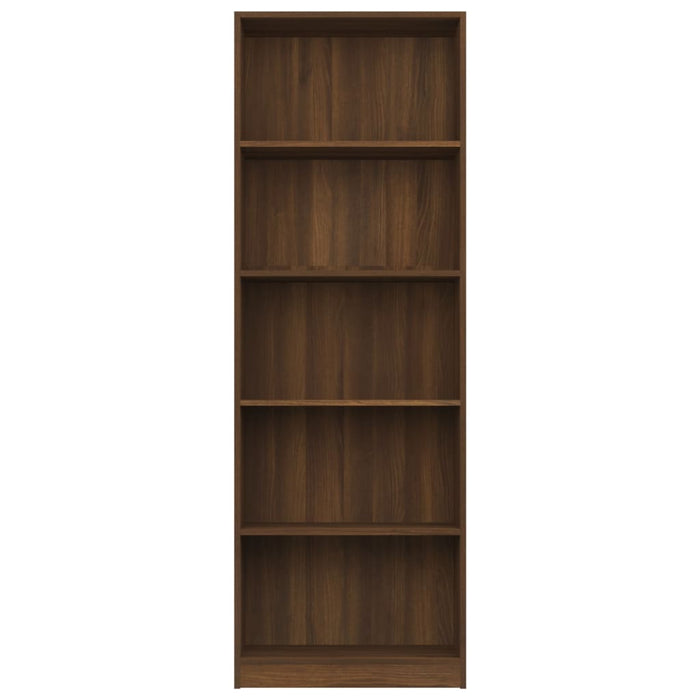 Bücherregal 5 Fächer Braun Eichen-Optik 60x24x175 Holzwerkstoff