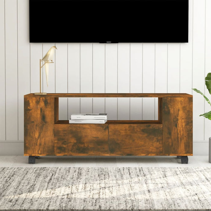 TV cabinet smoked oak 120x35x48 cm made of wood