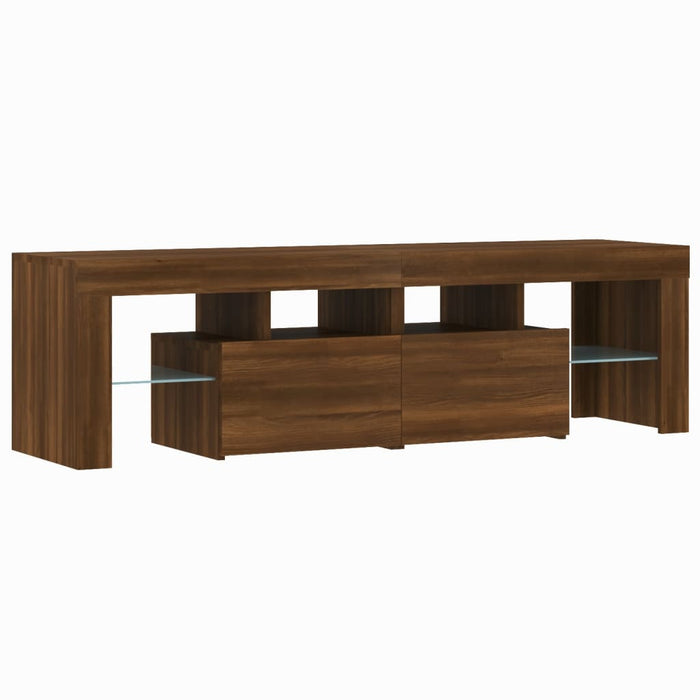 TV cabinet with LED lights brown oak look 140x36.5x40 cm
