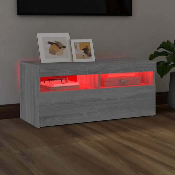 TV cabinet with LED lights Gray Sonoma 90x35x40 cm