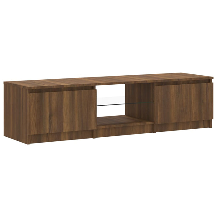 TV cabinet with LED lights brown oak look 140x40x35.5 cm