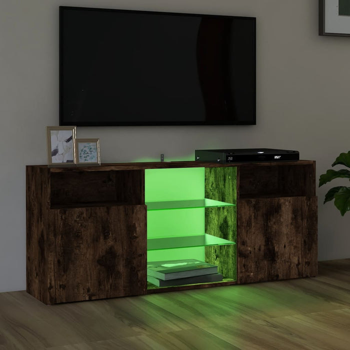 TV-Schrank mit LED-Leuchten Räuchereiche 120x30x50 cm