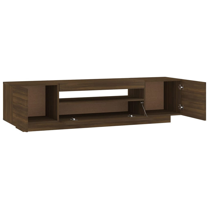 TV cabinet with LED lights brown oak look 160x35x40 cm