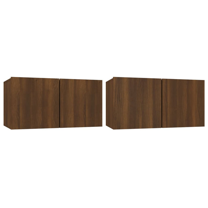 TV-Wandschrank Braun Eiche 2 Stk. 60x30x30 cm Holzwerkstoff