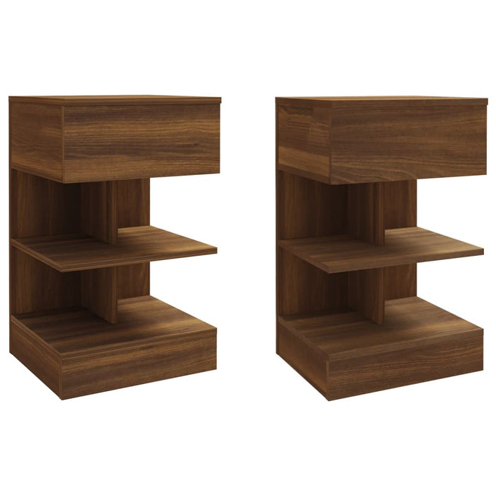 Nachttische 2 Stk. Braun Eiche 40x35x65 cm Holzwerkstoff