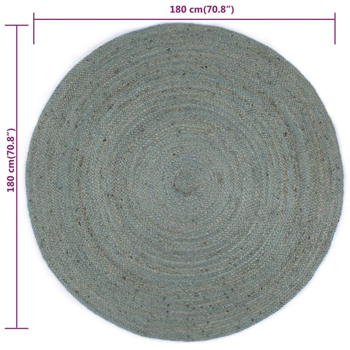 Teppich Handgefertigt Jute Rund 180 cm Olivgrün