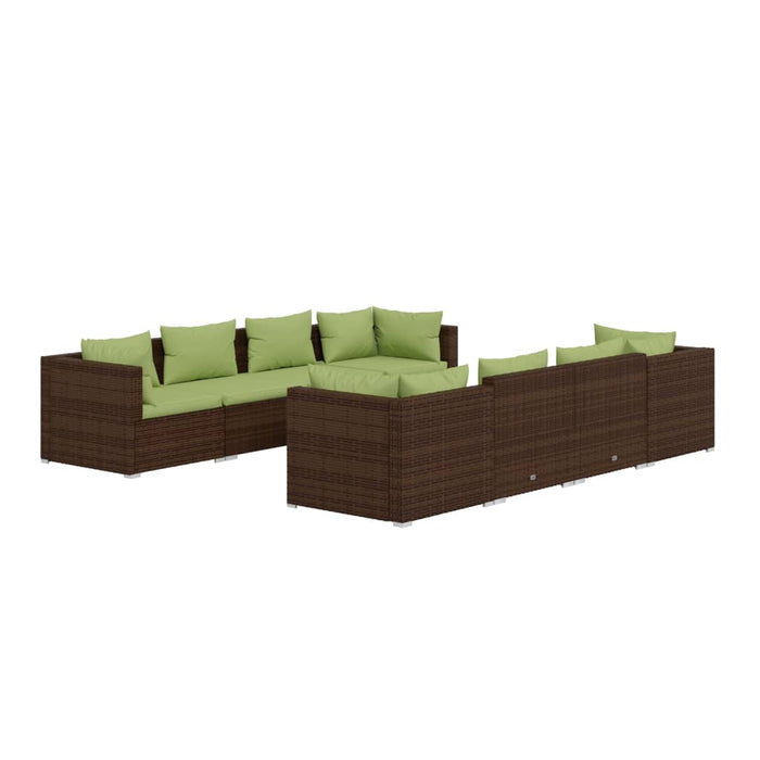 9-tlg. Garten-Lounge-Set mit Kissen Poly Rattan Braun