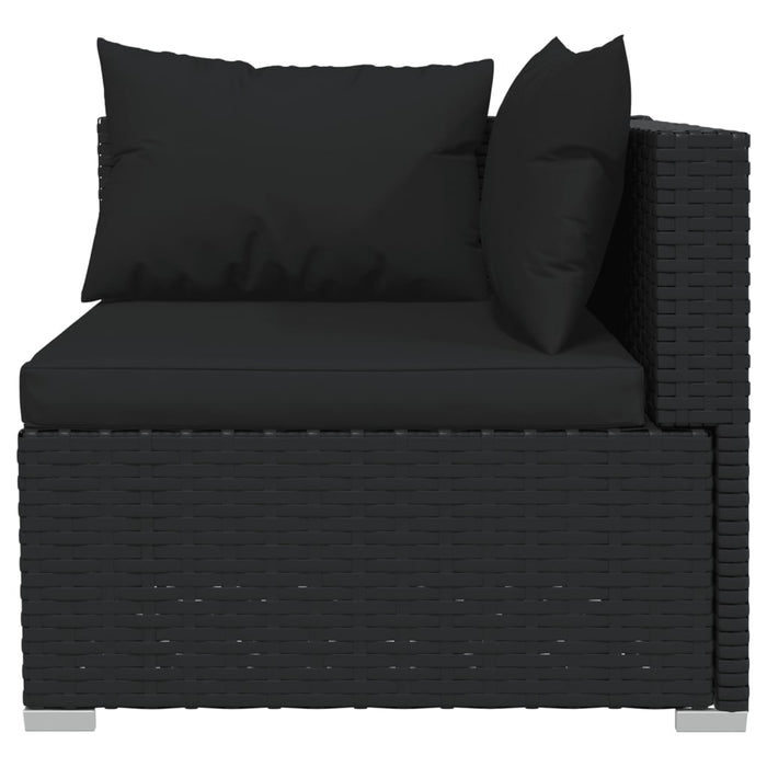 12-tlg. Garten-Lounge-Set mit Kissen Poly Rattan Schwarz