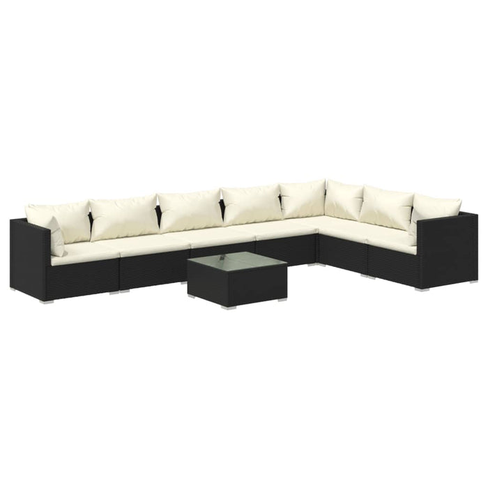 8-tlg. Garten-Lounge-Set mit Kissen Poly Rattan Schwarz