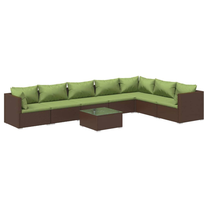 8-tlg. Garten-Lounge-Set mit Kissen Poly Rattan Braun