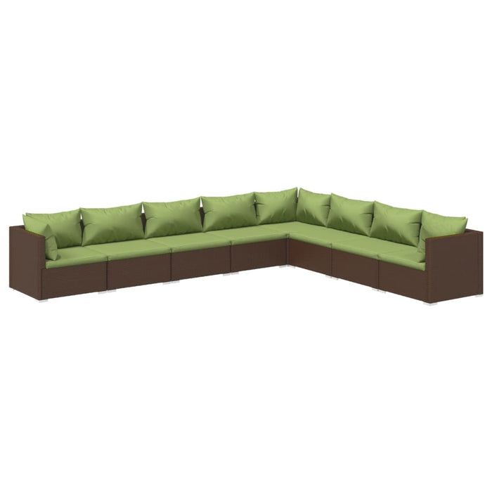 8-tlg. Garten-Lounge-Set mit Kissen Poly Rattan Braun