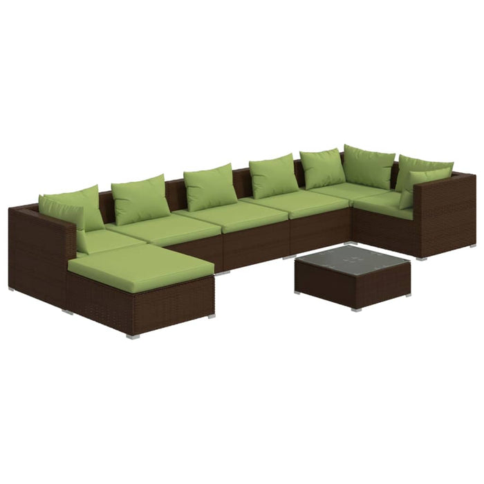 8-tlg. Garten-Lounge-Set mit Kissen Poly Rattan Braun