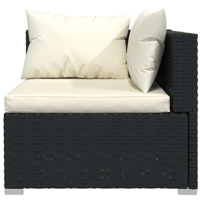 11-tlg. Garten-Lounge-Set mit Kissen Poly Rattan Schwarz