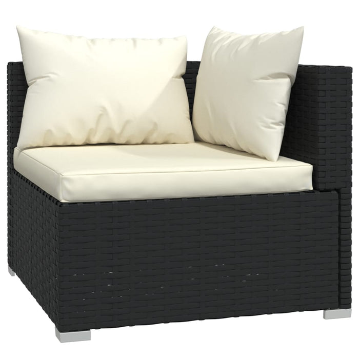 11-tlg. Garten-Lounge-Set mit Kissen Poly Rattan Schwarz