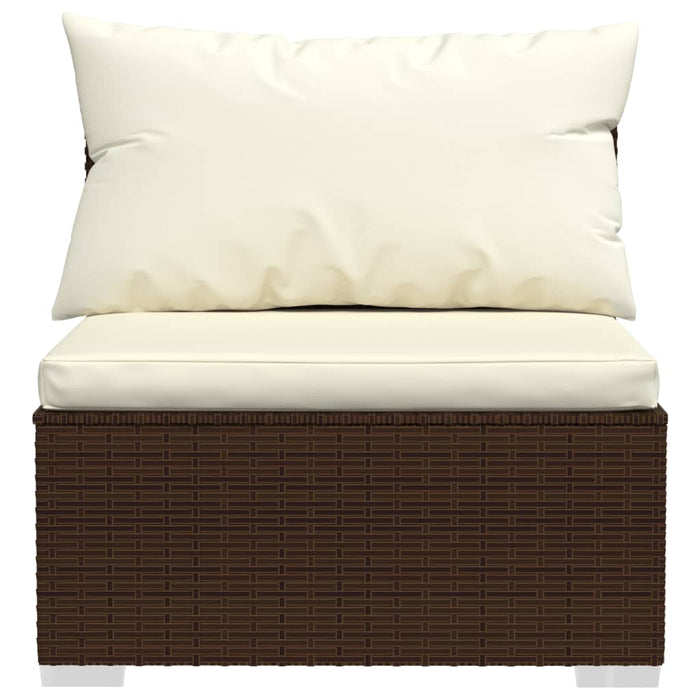 11-tlg. Garten-Lounge-Set mit Kissen Poly Rattan Braun