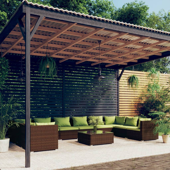 11-tlg. Garten-Lounge-Set mit Kissen Poly Rattan Braun