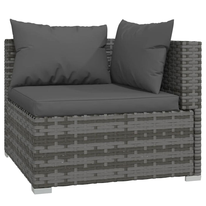 10 pcs. Garden Lounge Set with Cushions Gray Poly Rattan