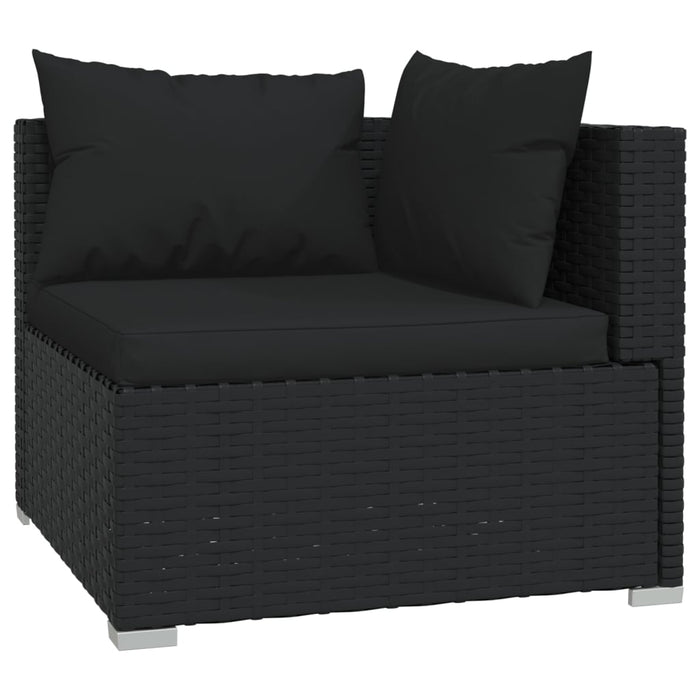 10-tlg. Garten-Lounge-Set mit Kissen Schwarz Poly Rattan