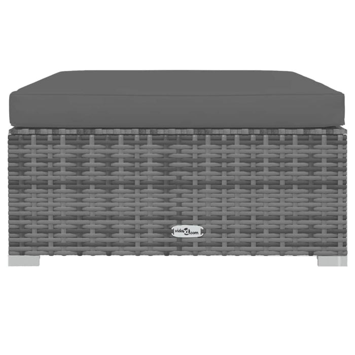 11-tlg. Garten-Lounge-Set mit Kissen Grau Poly Rattan