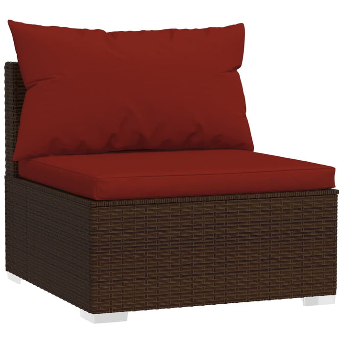 11-tlg. Garten-Lounge-Set mit Kissen Braun Poly Rattan