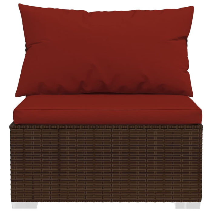 11-tlg. Garten-Lounge-Set mit Kissen Braun Poly Rattan