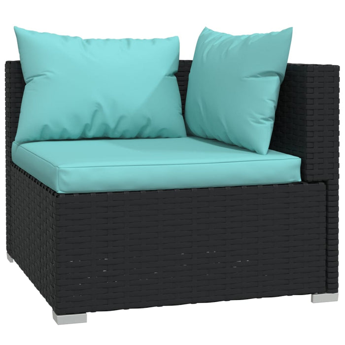 12-tlg. Garten-Lounge-Set mit Kissen Schwarz Poly Rattan