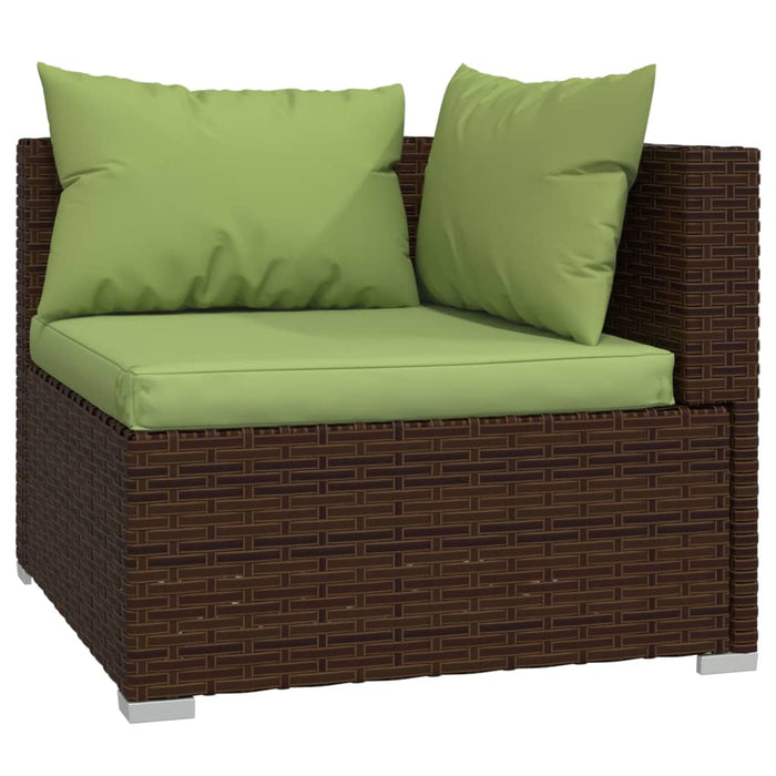14-tlg. Garten-Lounge-Set mit Kissen Braun Poly Rattan
