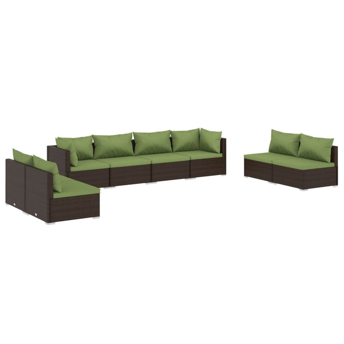 8-tlg. Garten-Lounge-Set mit Kissen Poly Rattan Braun