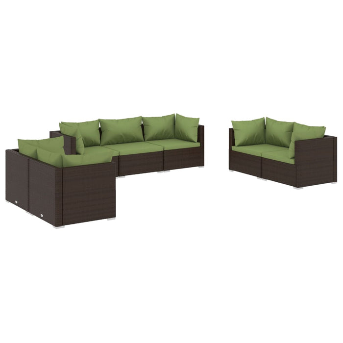 7-tlg. Garten-Lounge-Set mit Kissen Poly Rattan Braun