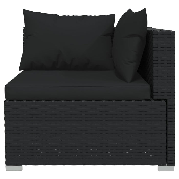 8-tlg. Garten-Lounge-Set mit Kissen Poly Rattan Schwarz