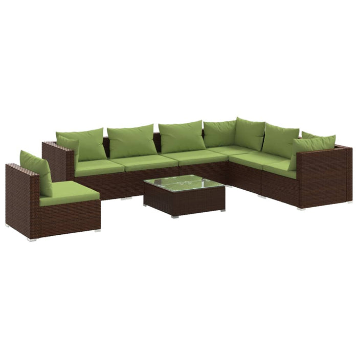 8-tlg. Garten-Lounge-Set mit Kissen Poly Rattan Braun