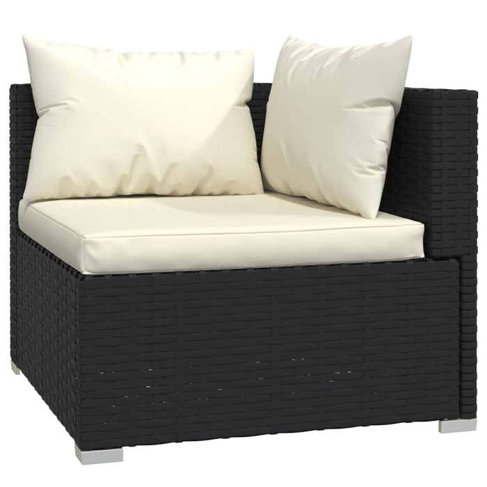 9-tlg. Garten-Lounge-Set mit Kissen Schwarz Poly Rattan