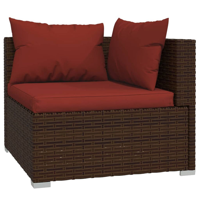11-tlg. Garten-Lounge-Set mit Kissen Braun Poly Rattan