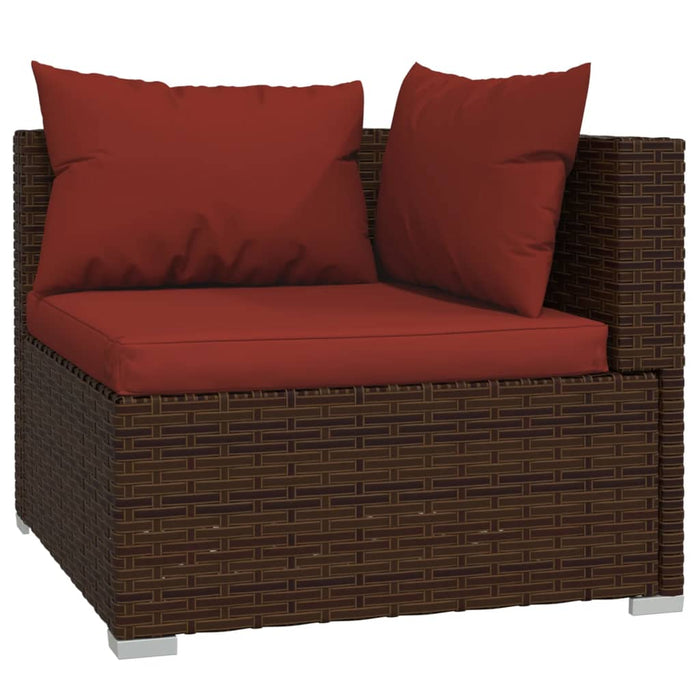 11-tlg. Garten-Lounge-Set mit Kissen Braun Poly Rattan