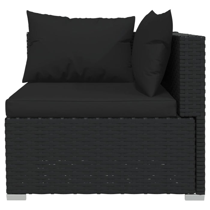 10-tlg. Garten-Lounge-Set mit Kissen Poly Rattan Schwarz