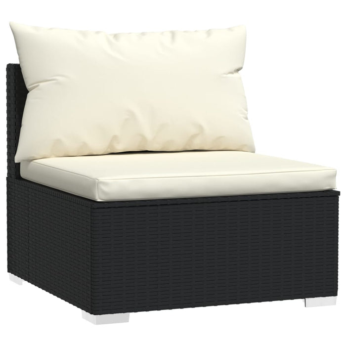 11-tlg. Garten-Lounge-Set mit Kissen Poly Rattan Schwarz