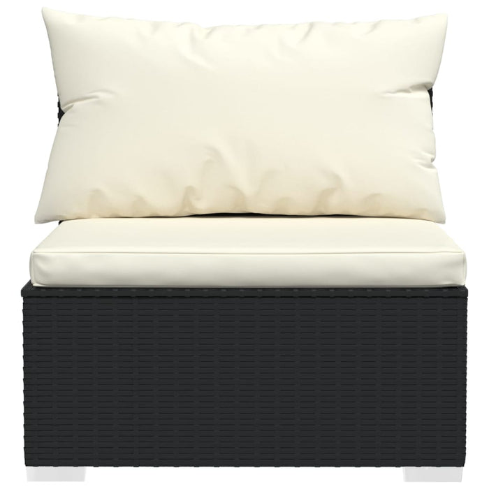 11-tlg. Garten-Lounge-Set mit Kissen Poly Rattan Schwarz